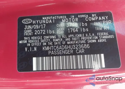 2017 Hyundai Veloster Value Edition z USA, uszkodzony, nr VIN KMHTC6AD6HU323686